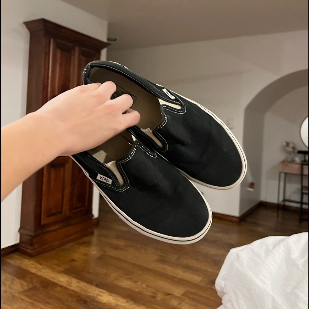 Black slip on vans mens or womens